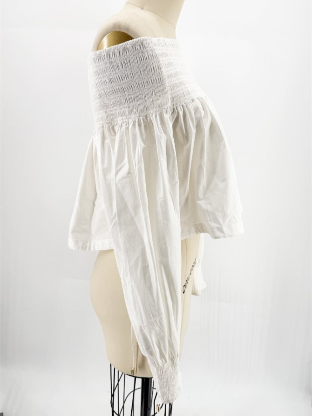 Mes Demoiselles Pyrite White Blouse Poplin Off-the-Shoulder S Coquette - Picture 4 of 11